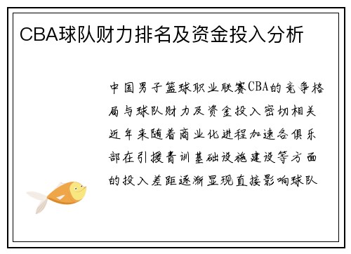 CBA球队财力排名及资金投入分析